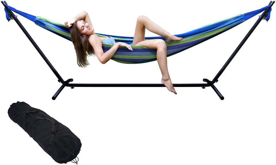 Portable Hammock with Stand - Indoor Outdoor Camping Hammock