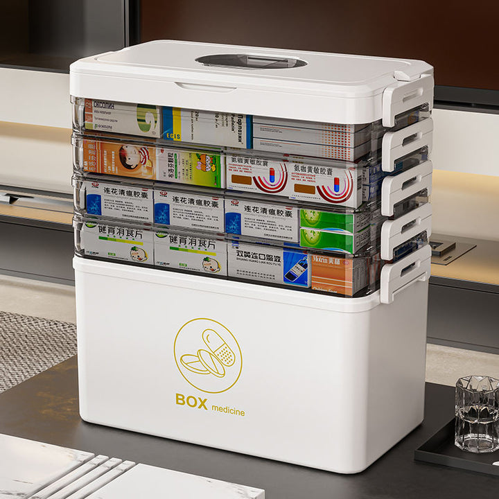 4-Tier Medicine Storage Box with Removable Drawers