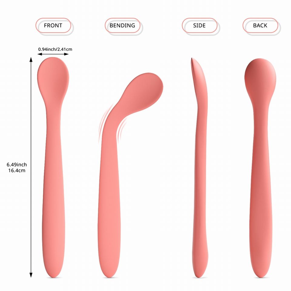 Baby Spoons Self Feeding 6 Months - Soft Silicone Training Spoon