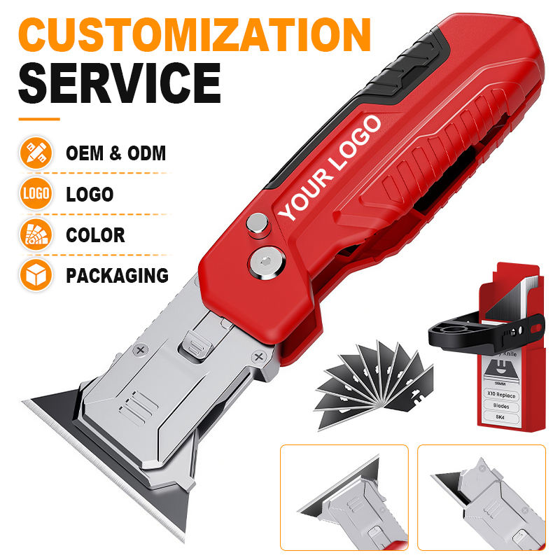 Foldable Utility Knife with Scraper Function - 2-in-1 Multi Tool