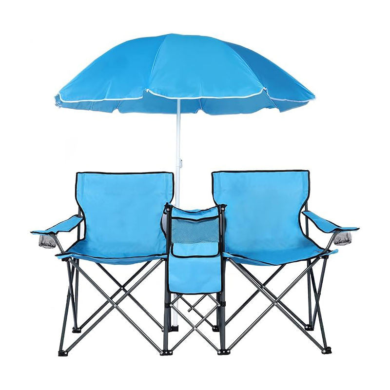 Portable Folding Double Duo Camping Chair with Umbrella
